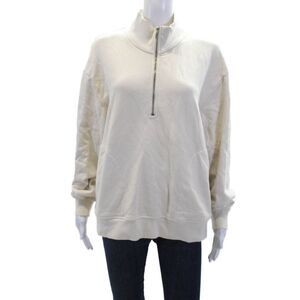 Mate Womens Long Sleeve Half Zip Mock Neck Sweater White CottonS ize Small